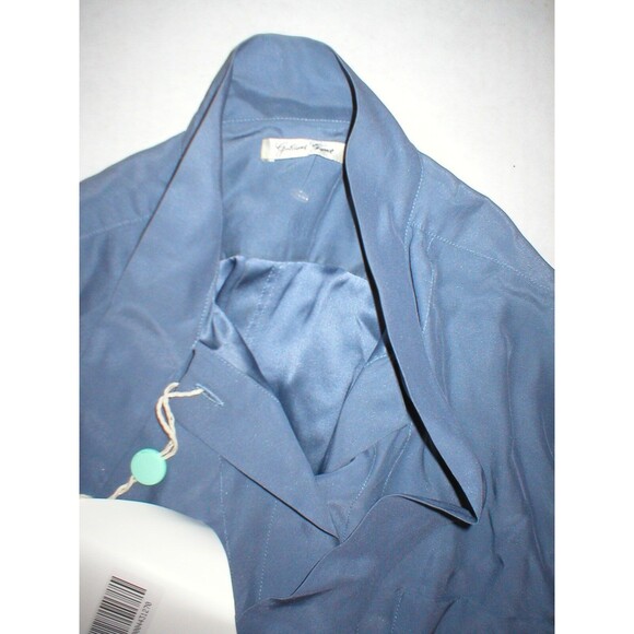 New NWT Womens Italy XS Designer Silk Blouse Top Gray Purple Golden Goose Bow - Picture 7 of 11